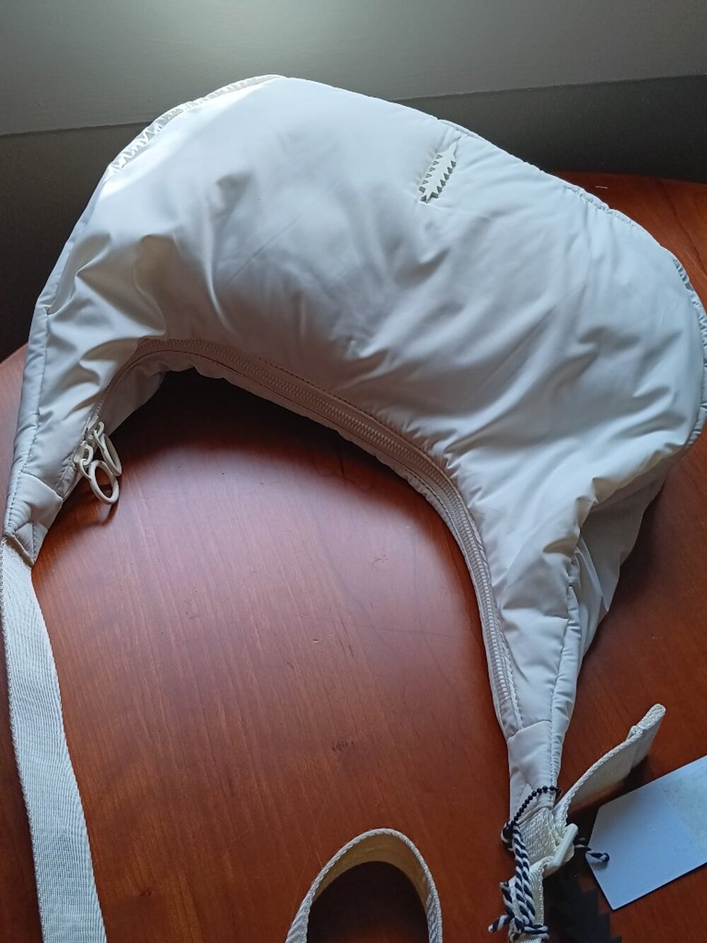 NWT Thacker Cream Nylon Large Crescent Shape Crossbody